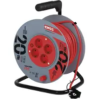 Emos Kabeltrommel Schuko, 20m Kabel mit 1mm Querschnitt, 4 Steckdosen, Indoor Kabelrolle, Schutzklasse IP 20, P09220