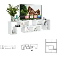 KOMFOTTEU TV-Schrank aus Holz, TV-Schrank frei kombinierbar, TV-Schrank für TV-Geräte bis 65 Zoll, Multifunktionales Bücherregal & TV-Kommode