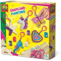 SES Creative Diamanten Mosaike - Schlüsselanhänger aus Holz, Bastelset für Kinder, 5 Jahr(e), Karton, Mehrfarbig