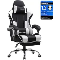 GTPLAYER Bürostuhl Gaming Stuhl Stoff Gaming Sessel Ergonomischer Gamer Stuhl mit Fußstütze, Kopfstütze Lendenkissen, Gepolstert Gaming Chair, weiß