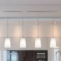 Casablanca Hängelampe Mesa, weiß, Glas, 4-flg., 120 cm, E27