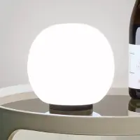 Casablanca Tischlampe Acai, weiß/schwarz, Glas, Ø 16 cm, E27