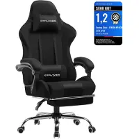 GTPLAYER Bürostuhl Gaming Stuhl Stoff Gaming Sessel Ergonomischer Gamer Stuhl mit Fußstütze, Kopfstütze Lendenkissen, Gepolstert Gaming Chair, schwarz