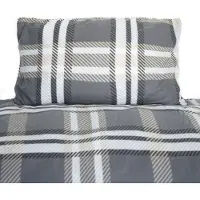 COFI Fleece-Bettwäsche in Anthrazit mit kariertem Muster mit Reißverschluss 100% Polyester 135x200 cm