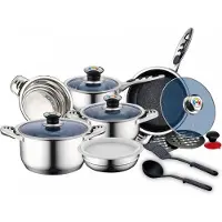 Royalty Line RL-16RGNM: Premium-Kochgeschirr-Set aus Edelstahl, 16-teilig