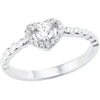 Amor Silberring "Herz" Gr. 18, silber (silberfarben, kristallweiß), Fingerringe, Damen, 18, Silber 925 (Sterlingsilber), Silberring, mit Zirkonia (synth.)