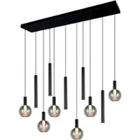 TRIO LED-Hängelampe Melaro Länge 120cm schwarz Metall/Glas 11-flg