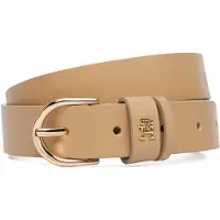 Tommy Hilfiger Ledergürtel "ESSENTIAL EFFORTLESS 2.5 cm breit GOLD", Damen, Gr. 90, classic khaki, Rindsleder, Gürtel Ledergürtel, Logoemblem, weiche Haptik, ovale Einfachdornschließe