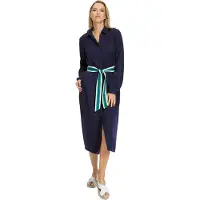 HEINE Hemdblusenkleid "Lyocell-Kleid Hemdblusenkleid inklusive Bindegürtel", Damen, Gr. 44, N-Gr, marine, Modisch, Rundhals, Kleider Hemdblusenkleid