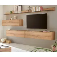 Furn.Design Wohnwand "Center" in Evoke Eiche und grau Set 5-teilig mit XXL TV-Board 340 cm