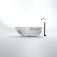 Steinberg Serie 540 Badewanne, freistehend, oval, SOLIDSurface, inklusive Ablaufgarnitur, Ablaufschlauch und Siphon, 540801052