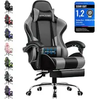 GTPLAYER Bürostuhl Gaming Stuhl Massage Gaming Sessel Ergonomischer Gamer Stuhl mit Fußstütze, Kopfstütze Massage-Lendenkissen, Gepolstert Gaming Chair, Drehsessel