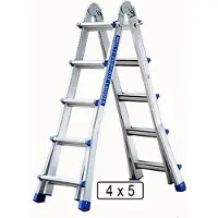 Vago-Tools Alu Leiter Klappleiter 4 x 5 Teleskopleiter Stehleiter Mehrzweckleiter