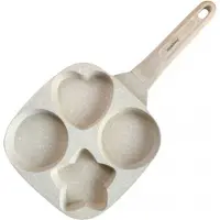 Klausberg 4-in-1 Marmorpfanne für Pfannkuchen, Eier, 18 cm, BEIGE, KB-7809
