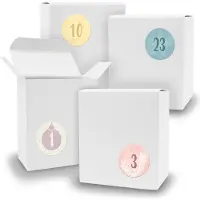 Itenga Adventskalender zum Füllen 24x Quader WEISS + Sticker V07 Z17
