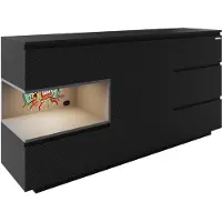 Phoenix Sideboard - 160 x 82 cm - 1 Tür - 5 Schubladen - Schwarz - mit LED-RGB-Rückwandbeleuchtung