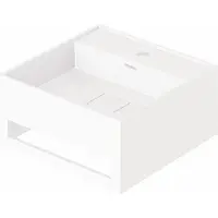Steinberg Serie 443 Wand-Waschtisch, mit Handtuchhalter, 400x400x200mm, 1 Hahnloch, mit Überlauf, SOLIDSurface, 4437250W, Farbe: Mattweiß