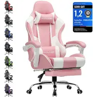 GTPLAYER Bürostuhl Gaming Stuhl Massage Gaming Sessel Ergonomischer Gamer Stuhl mit Fußstütze, Kopfstütze Massage-Lendenkissen, Gepolstert Gaming Chair, Drehsessel