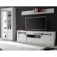 Furn.Design Wohnwand "Miami" in weiß Hochglanz Wohnkombination 3-teilig 309 x 201 cm, Soft-Close