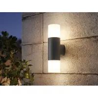 Meine Wunschleuchte Moderne LED Außenwandleuchte Up and Down, Aluminium in Anthrazit, Höhe 33cm