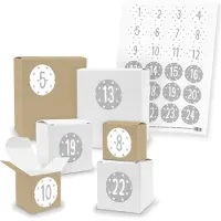 Itenga Adventskalender zum Füllen 24x Quader Würfel gemischt + Sticker (V03 Z36)