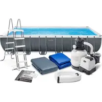 Intex 26364NP, 31805 l, Gerahmter Pool, Kind & Erwachsener, 6 Person(en), Leiter, Grau