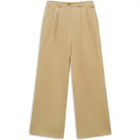 Bugatti 1100000002199 "Gerader Beinverlauf", Damen, Gr. 42, Normalgrößen, beige (130, moos), 55% Baumwolle, 42% Polyester, 3% Elasthan, unifarben, gerade, Hosen 1100000002199, mit doppelter Bundfalte