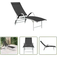 The Living Store Sonnenliege Textilene und Aluminium Schwarz