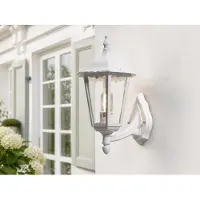 Meine Wunschleuchte LED Außenwandleuchte Weiß, nostalgische E27 Wandlaterne stehend, Höhe 44cm
