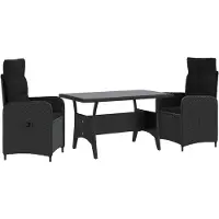 Syfax Outdoortisch-Set 3 stk. Schwarz 120 x 70 x 66 cm Poly-Rattan
