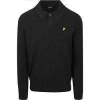 Lyle & Scott Langarm - Longsleeve Poloshirt Lammwolle Schwarz - XXL