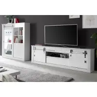 Furn.Design Wohnwand "Miami" in weiß Hochglanz Wohnkombination 2-teilig 349 x 153 cm, Soft-Close, inklusive Beleuchtung