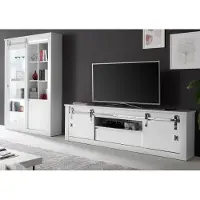 Furn.Design Wohnwand "Miami" in weiß Hochglanz Wohnkombination 2-teilig 349 x 201 cm, Soft-Close