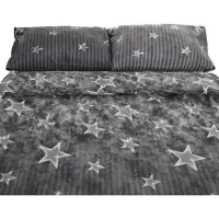 COFI Fleece Bettwäsche mit Sternenmuster in Grau Kuschelig und Weich aus Polyester 240x220 cm