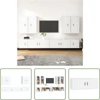 The Living Store 8-tlg. TV-Schrank-Set Weiß Holzwerkstoff