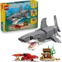 LEGO Creator 3-in-1-Set Wilder Hai mit Schatztruhe - Kreatives Spielzeug & Konstruktionsspielzeug - Meerestiere Bauset mit Hai Figur - Geschenk