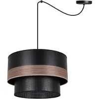 Light11 HOME Pendelleuchte Wood Duo Spider Schwarz mit Lampenschirm Schwarz-Furnier F04 E27 – Moderne Hängelampe