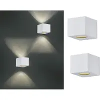 Meine Wunschleuchte Außenwandleuchten Set UP and DOWN Light Weiß eckig Außenleuchten für Hauswand