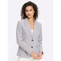 HEINE Blusenblazer "Blazer Blazer aus Seersucker", Damen, Gr. 38, marine, weiß, gestreift, Seersucker, , Modisch, Blazer Blusenblazer