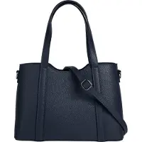 Cluty Henkeltasche "Damen echt Leder, Made in Italy", Damen, Gr. B/H/T: 31cm x 22cm x 11cm onesize, blau, Leder, leicht glänzend, unifarben, Taschen Henkeltasche, echt Leder, Made in Italy