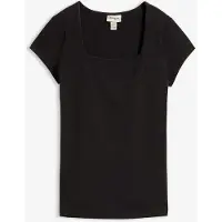 Bonprix T-Shirt , Damen, Gr. 44/46 (L), schwarz, Obermaterial: 95% Baumwolle, 5% Elasthan, loose fit, Shirts T-Shirt, Loose Fit, kurzärmlig, eckiger Karree-Ausschnitt