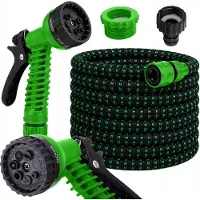 DIVODV 27924 Gartenschlauch, flexibel, 10,5 - 22,5 m, Pistole 7-in-1, schwarz-grün