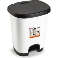 PlasticForte Treteimer - weis/schwarz - 18 Liter - 33 x 28 x 40 cm
