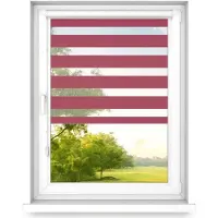 Time4blinds - Doppelrollo ohne Bohren - Zebra Rollos für Fenster und Türen - Rot , 1000x1300, Rechts