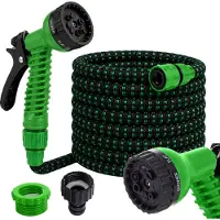 DIVODV 27924 Gartenschlauch, flexibel, 12,5 - 30 m, Pistole 7-in-1, schwarz-grün