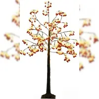 Costway LED Lichterbaum 150cm, beleuchteter Leuchtbaum mit 480 warmweißen LEDs & 384 roten Kugeln, Dekobaum mit biegsamen Zweigen, Weihnachtsdeko