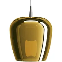 Zafferano Bilia Pendelleuchte, 230 V LED, 8 W, aus mundgeblasenem Borosilikatglas mit Antikgold-Finish, modernes Glockendesign, Durchmesser 27 cm