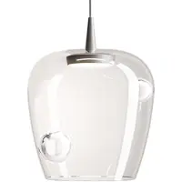 Zafferano Bilia Pendelleuchte 27 cm aus mundgeblasenem Borosilikatglas und Aluminium, LED 8W 3000K, transparente Ausführung, modularer Innenbereich