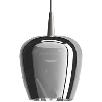 Zafferano Bilia LED-Pendelleuchte aus silbernem Aluminium, elegantes Design aus mundgeblasenem Borosilikatglas, 230V, 8W, Durchmesser 18 cm.