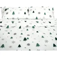 COFI Fleece-Bettwäsche mit grünen Tannenmuster aus 100% Polyester - Kuschelig und pflegeleicht 200x220 cm